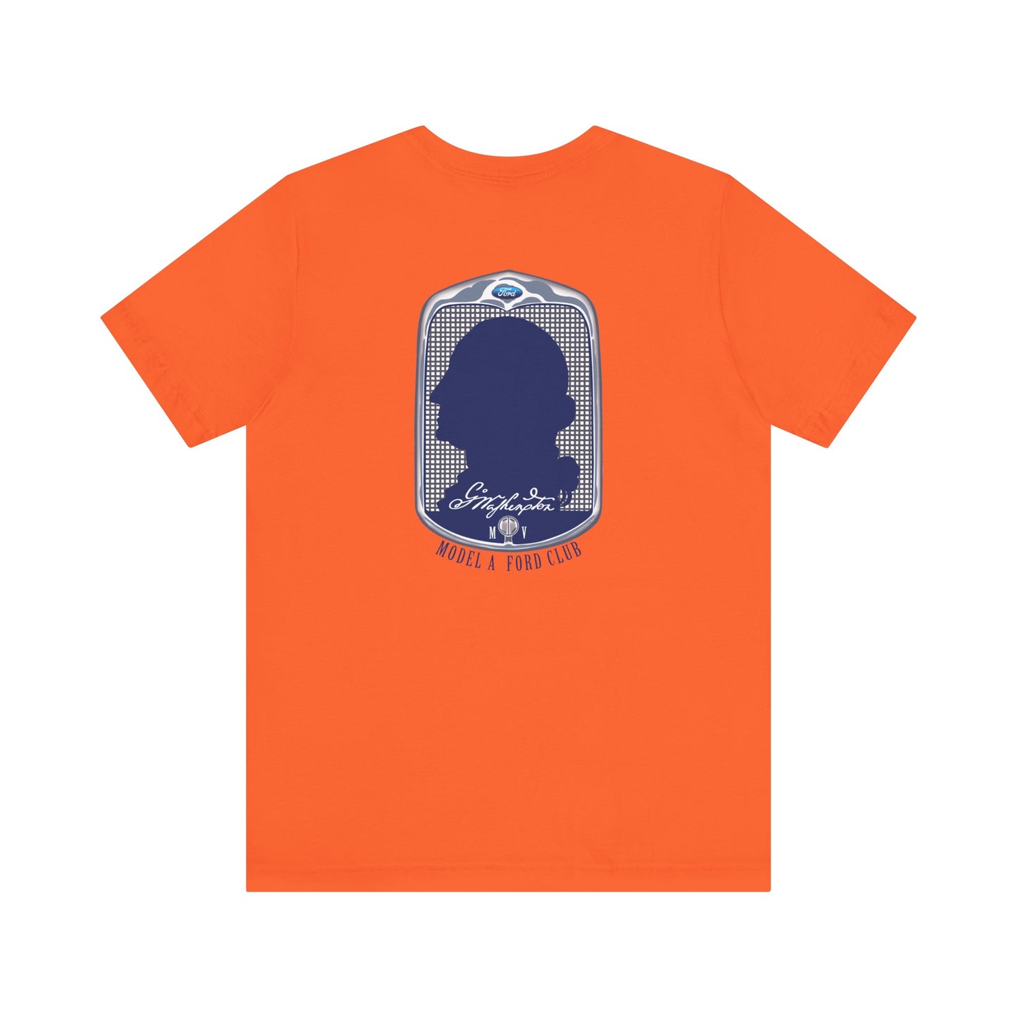 George Washington Model A Ford Club (front and back blue logo) Unisex Jersey Short Sleeve Tee