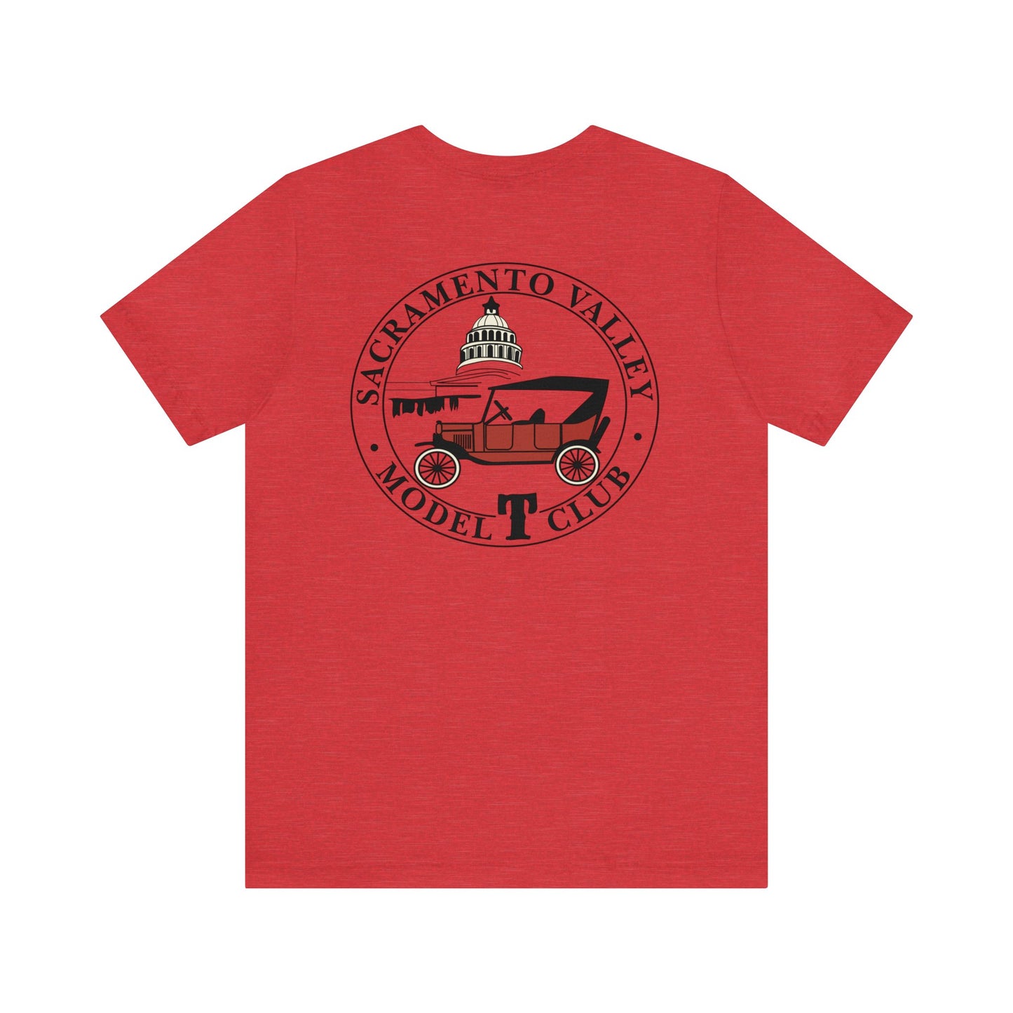 Sacramento Valley Model T Club (front and back logo) Unisex Jersey Short Sleeve Tee
