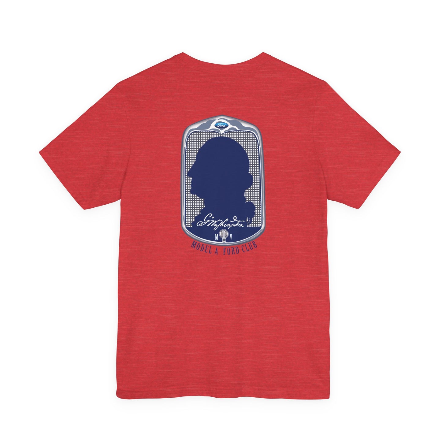 George Washington Model A Ford Club (front and back blue logo) Unisex Jersey Short Sleeve Tee