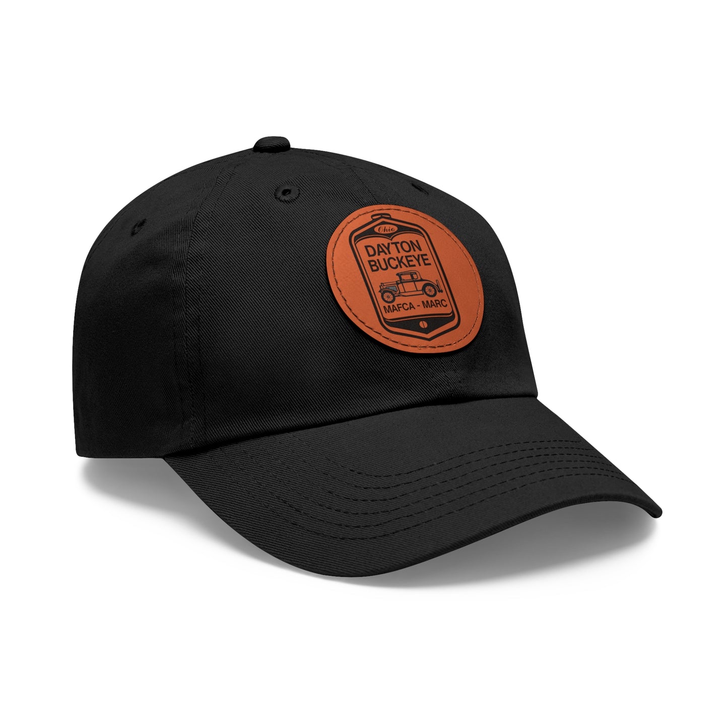 Dayton Buckeye Dad Hat with Leather Patch (Round)