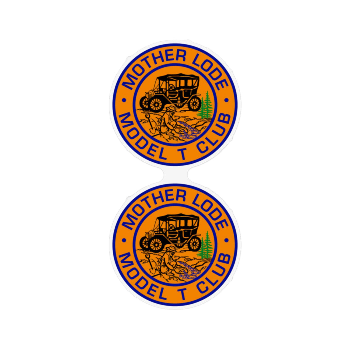 Mother Lode Model T Club Custom Shape Magnet — Two Large 12"x12" Car or Trailer Magnets