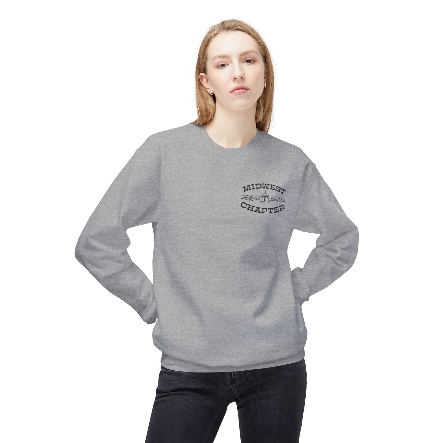 Midwest Chapter - The Model T Ford Club (front logo) Unisex Fleece Crewneck Sweatshirt - Cozy & Stylish