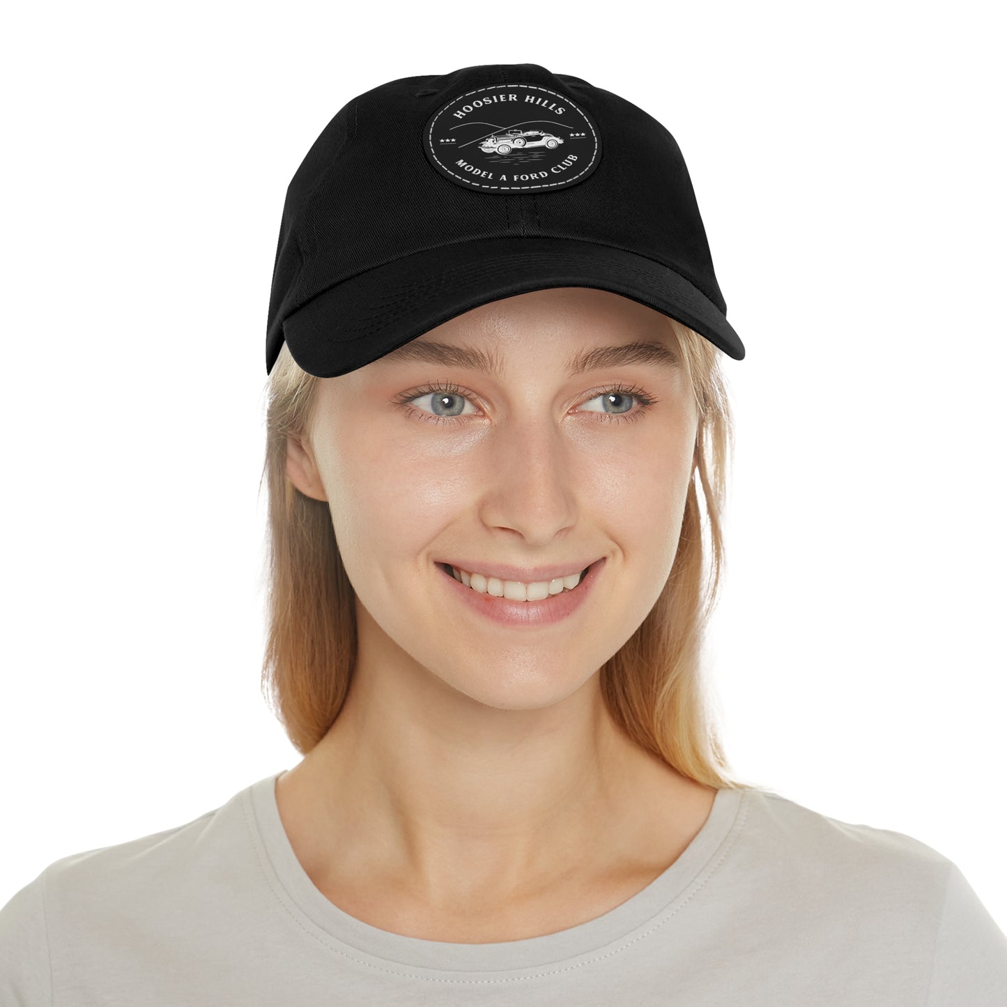 Hoosier Hill Model A Ford Club Dad Hat with Leather Patch (Round)