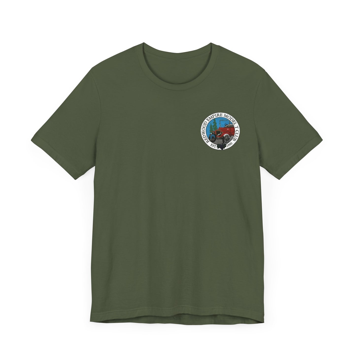 Redwood Empire Model T Club (single small front logo) Unisex Short Sleeve Tee - Outdoor Graphic T-Shirt