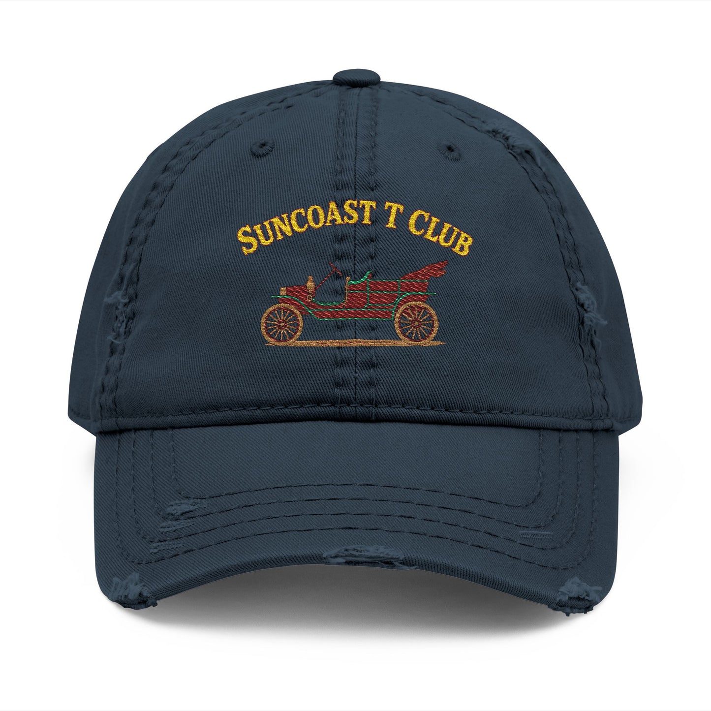Suncoast T Club - Distressed Dad Hat with Embroidery, Casual Dad Hat, Vintage Cap