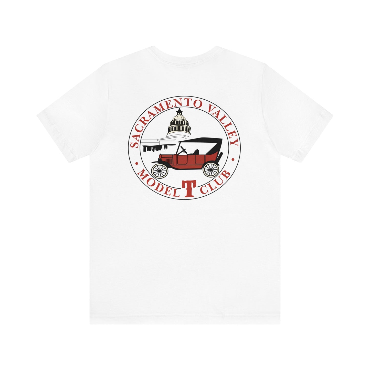 Sacramento Valley Model T Club (front and back logo) Unisex Jersey Short Sleeve Tee
