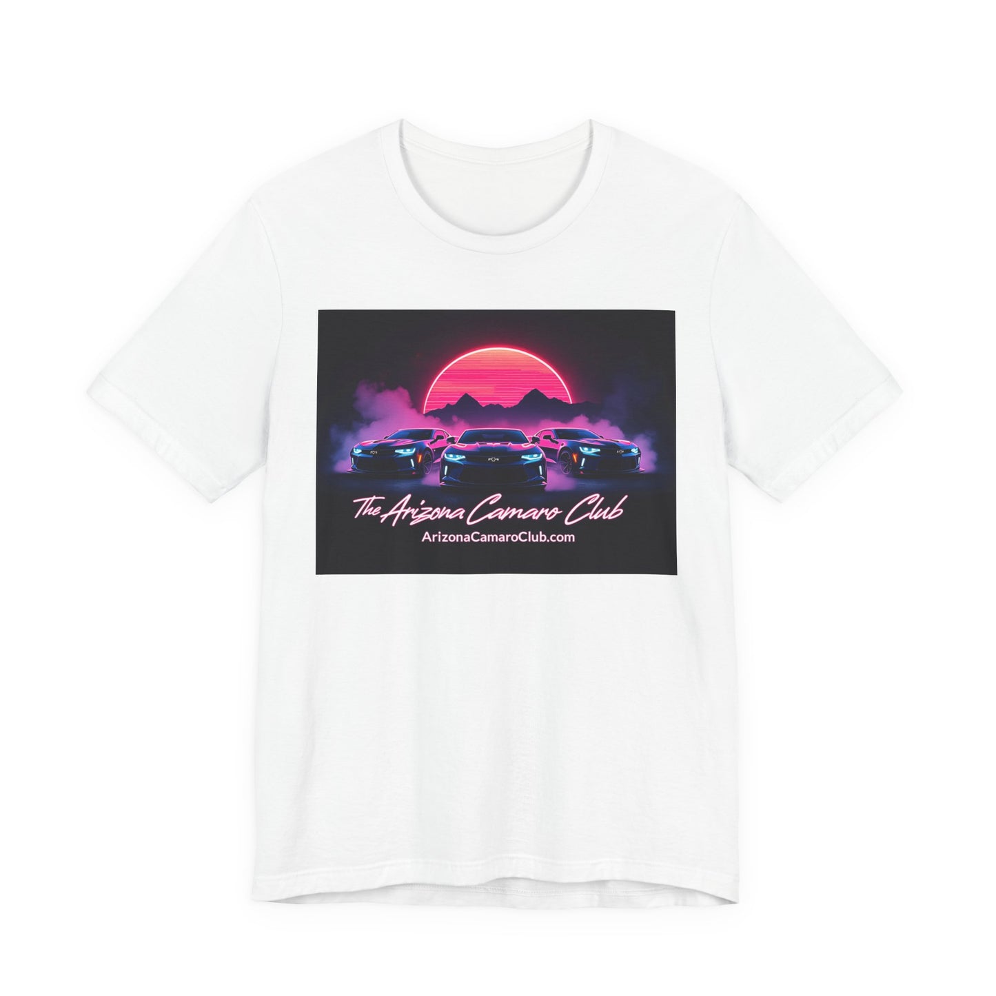 Retro Sunset Camaro Club T-Shirt — "The Arizona Camaro Club" Neon Car Tee