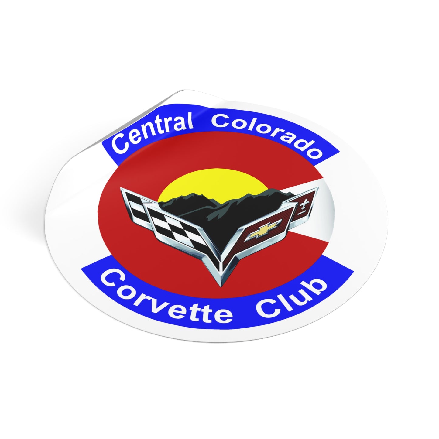 Central Colorado Corvette Club Round Vinyl Sticker — Car Club Emblem