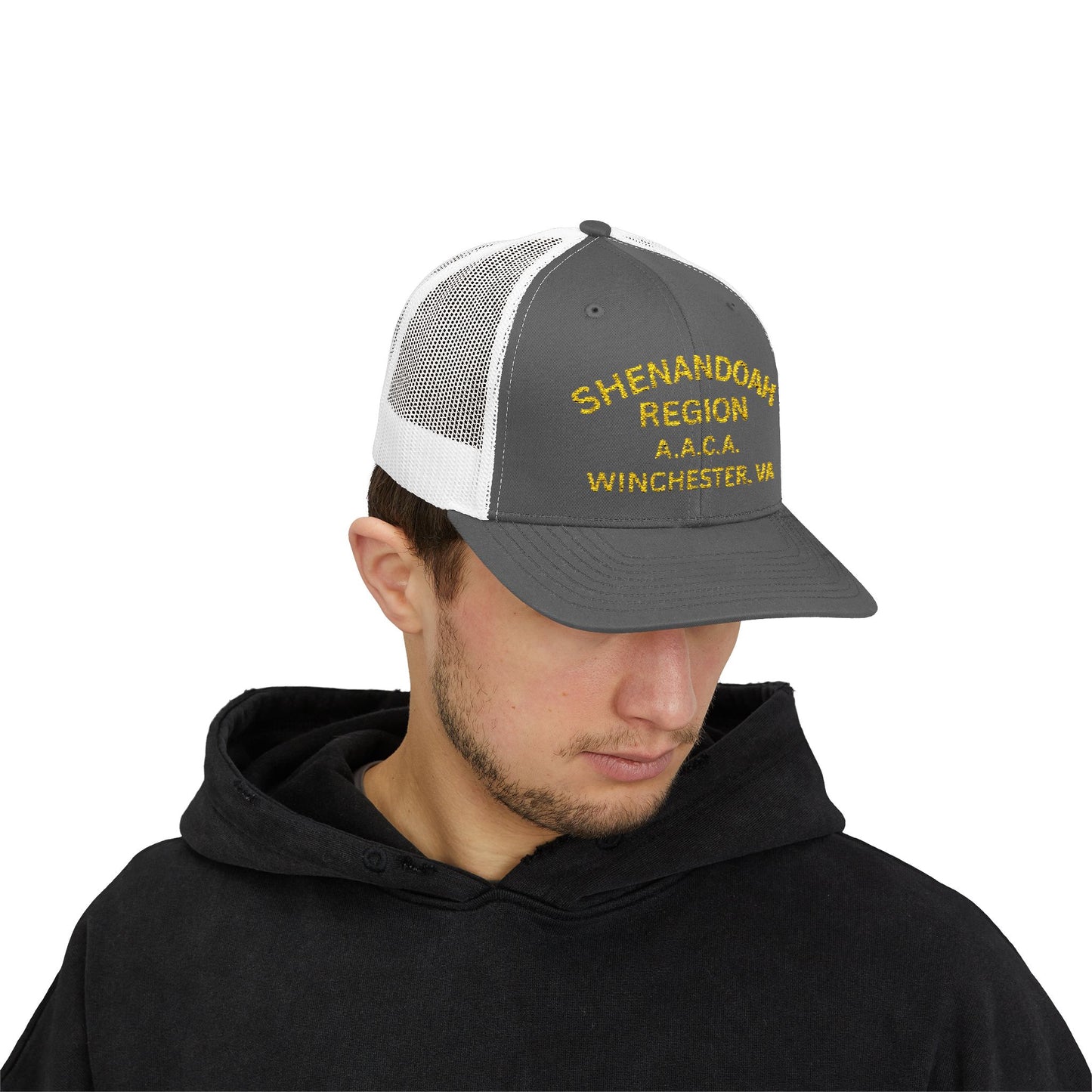 Shenandoah Region Embroidered Trucker Cap — "Shenandoah Region A.A.C.A. Winchester, VA" Mesh Snapback