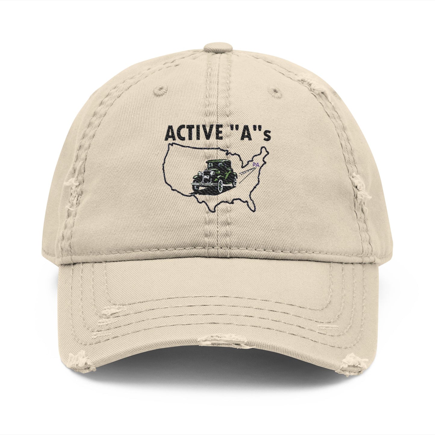 Active A's - Distressed Dad Hat with Embroidered Design