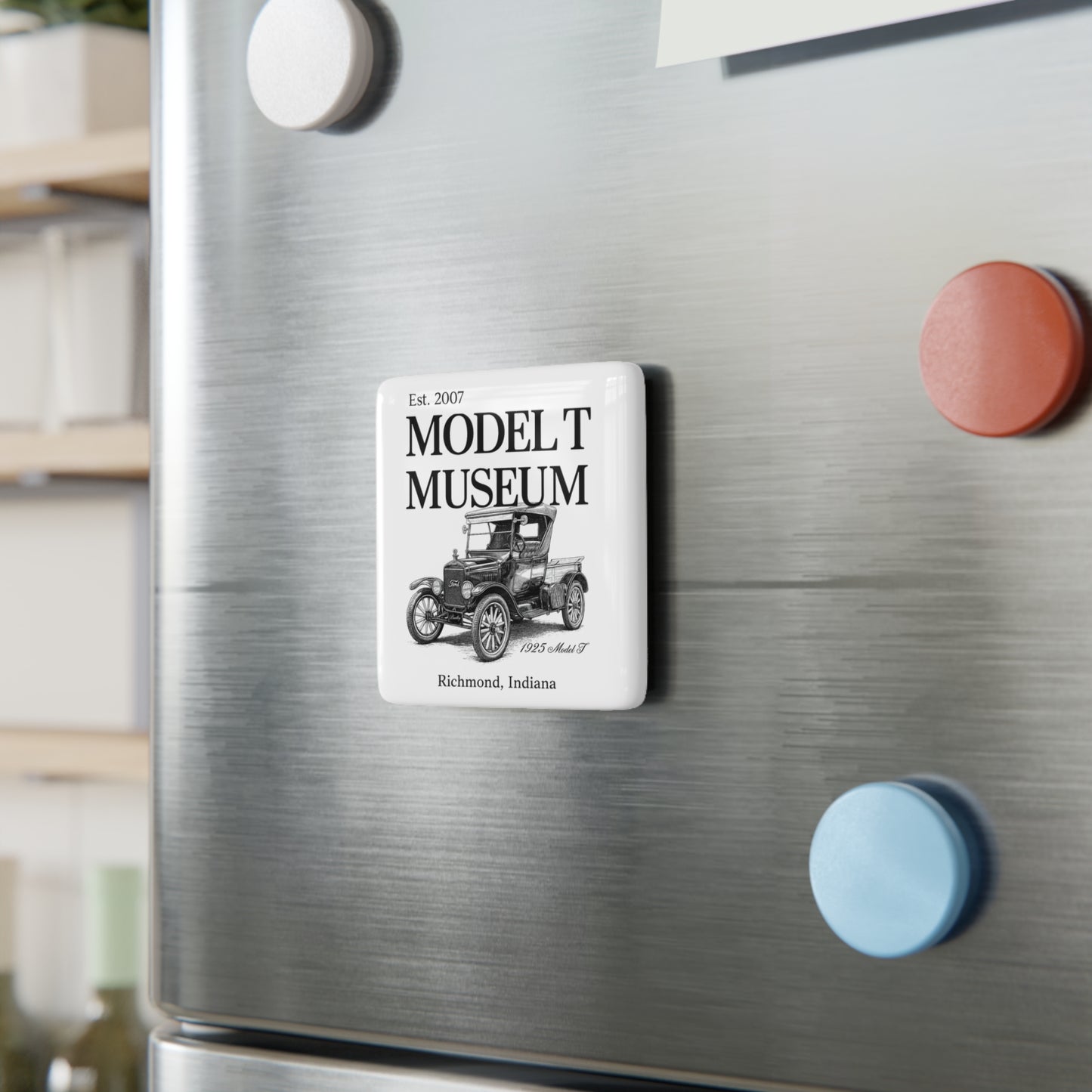 Model T Museum Porcelain Magnet — Vintage 1925 Model T "Bradley" Souvenir (Richmond, Indiana)