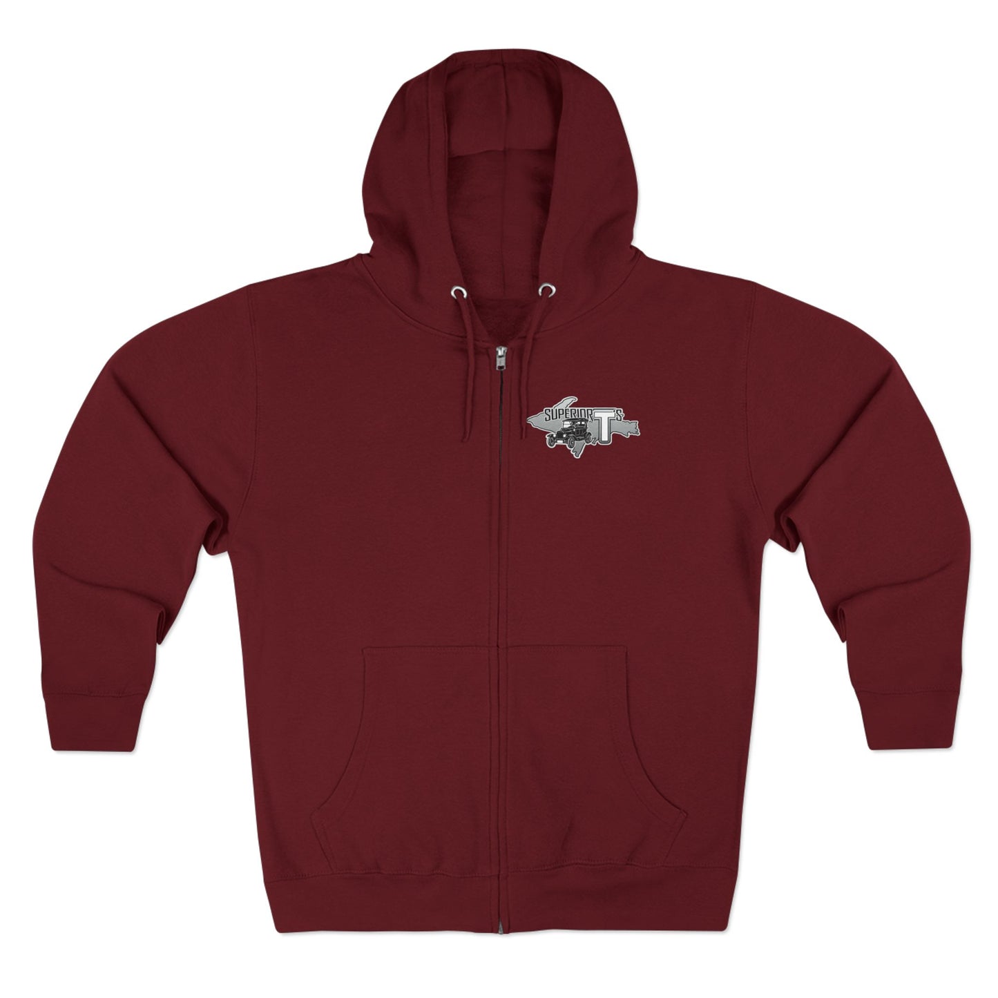 Superior T's Zip Hoodie — Front and back logos