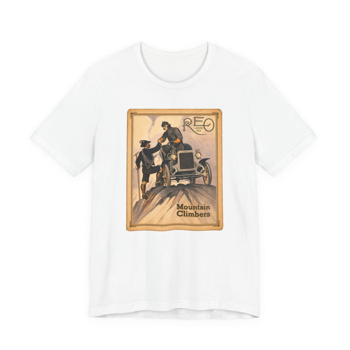 REO Lansing Michigan Mountain Climbers T-Shirt - Unisex Soft Short Sleeve Tee