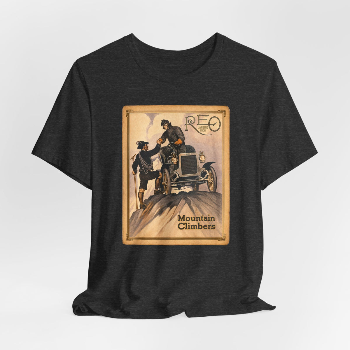 REO Lansing Michigan Mountain Climbers T-Shirt - Unisex Soft Short Sleeve Tee