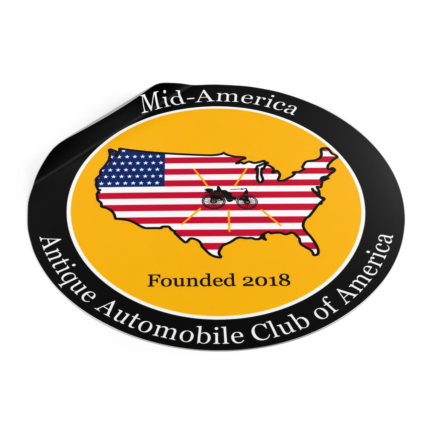 Mid-America Region AACA Round Vinyl Sticker — Great for Windshields