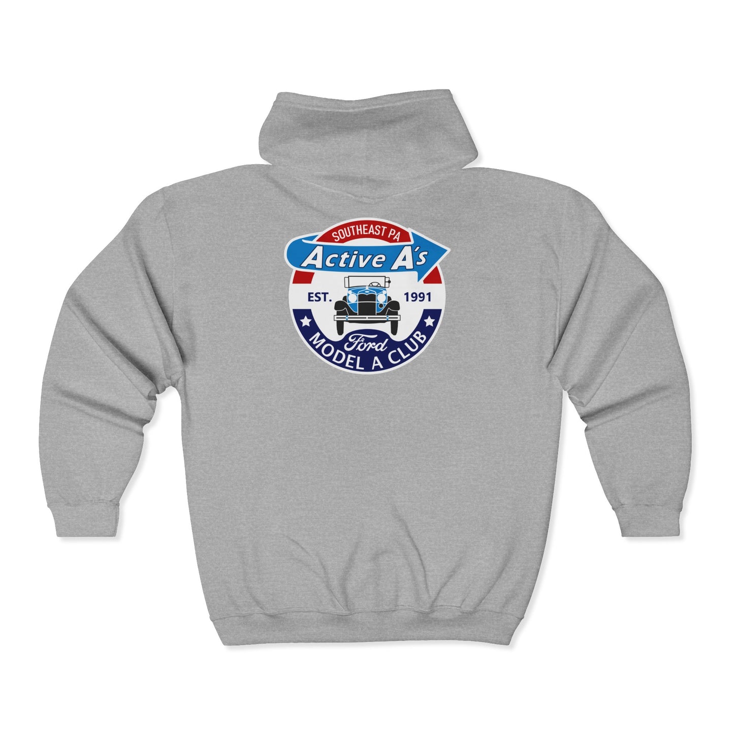 Active A's Ford Model A Club Zip Hoodie (Printed front and back logo)
