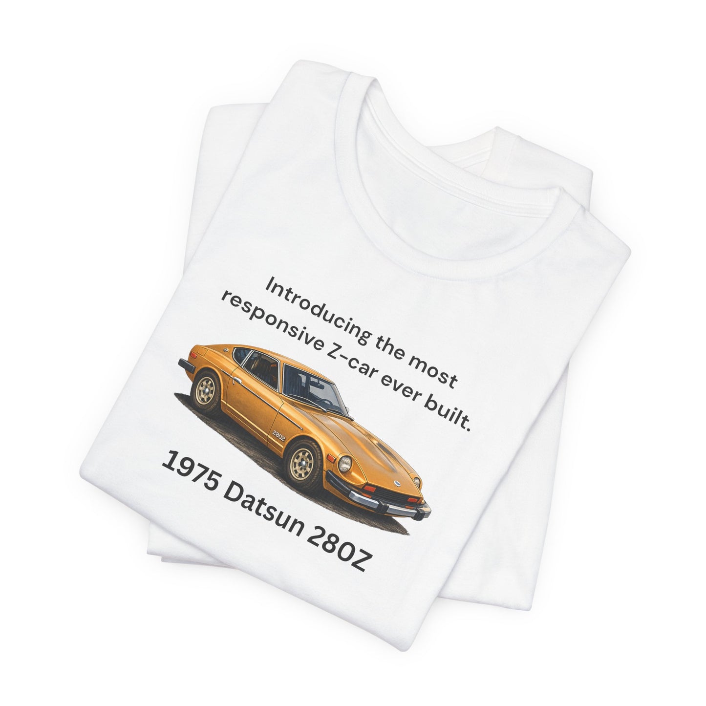 1975 Datsun 280Z Tee — Vintage Sports Car Graphic T-Shirt Black Lettering