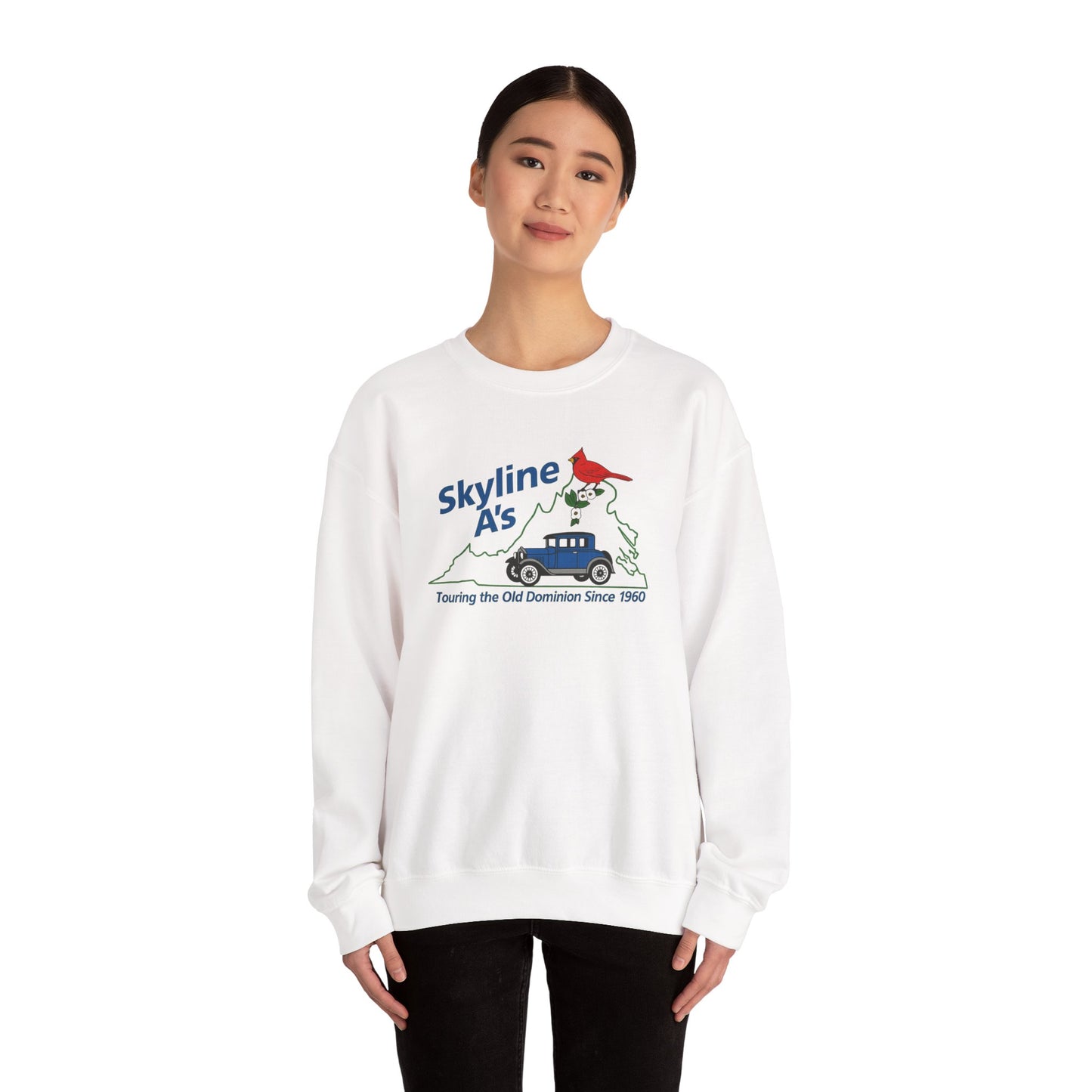 Skyline A's Crewneck Sweatshirt – Vintage Roadtrip Cardinal Tour Design
