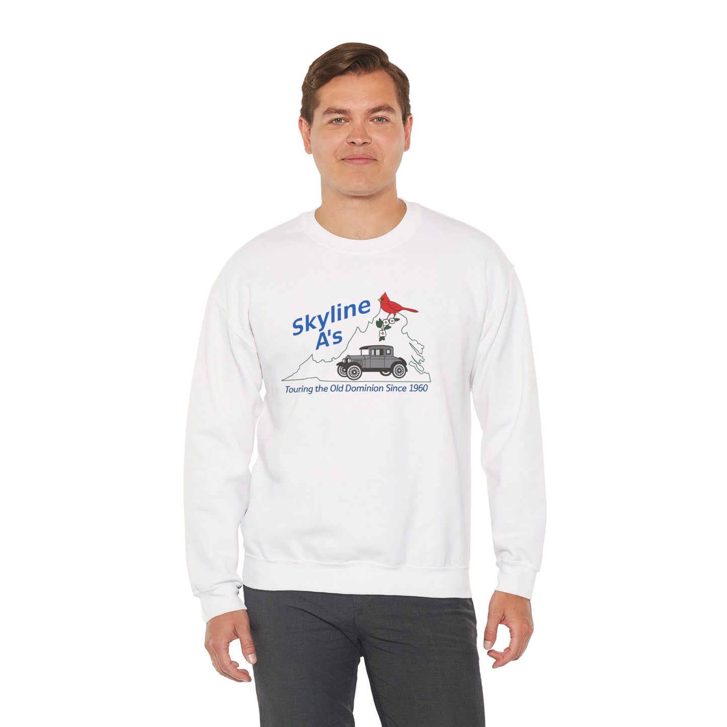 Skyline A's Crewneck Sweatshirt – Vintage Roadtrip Cardinal Tour Design