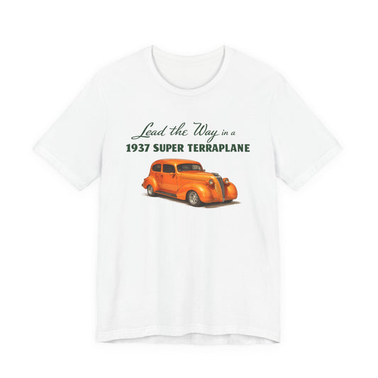 1937 Hudson Super Terraplane Vintage Car Tee – "Lead the Way" Classic Auto Unisex Jersey Short Sleeve T‑Shirt