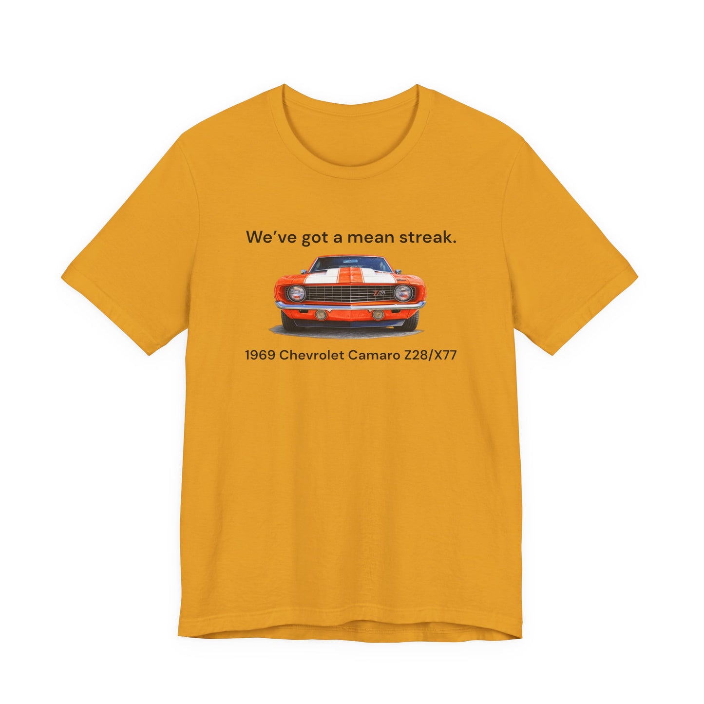 1969 Chevrolet Camaro Z28/X77 T‑Shirt – “We’ve Got a Mean Streak” Classic Muscle Car Tee