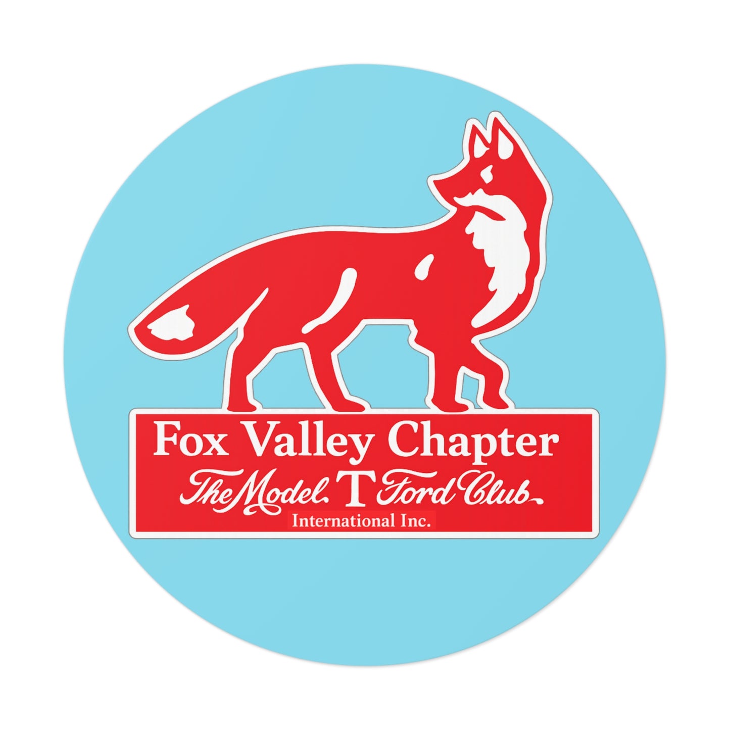 Fox Valley Chapter Model T Ford Club Round Vinyl Sticker — The Model T Ford Club Logo