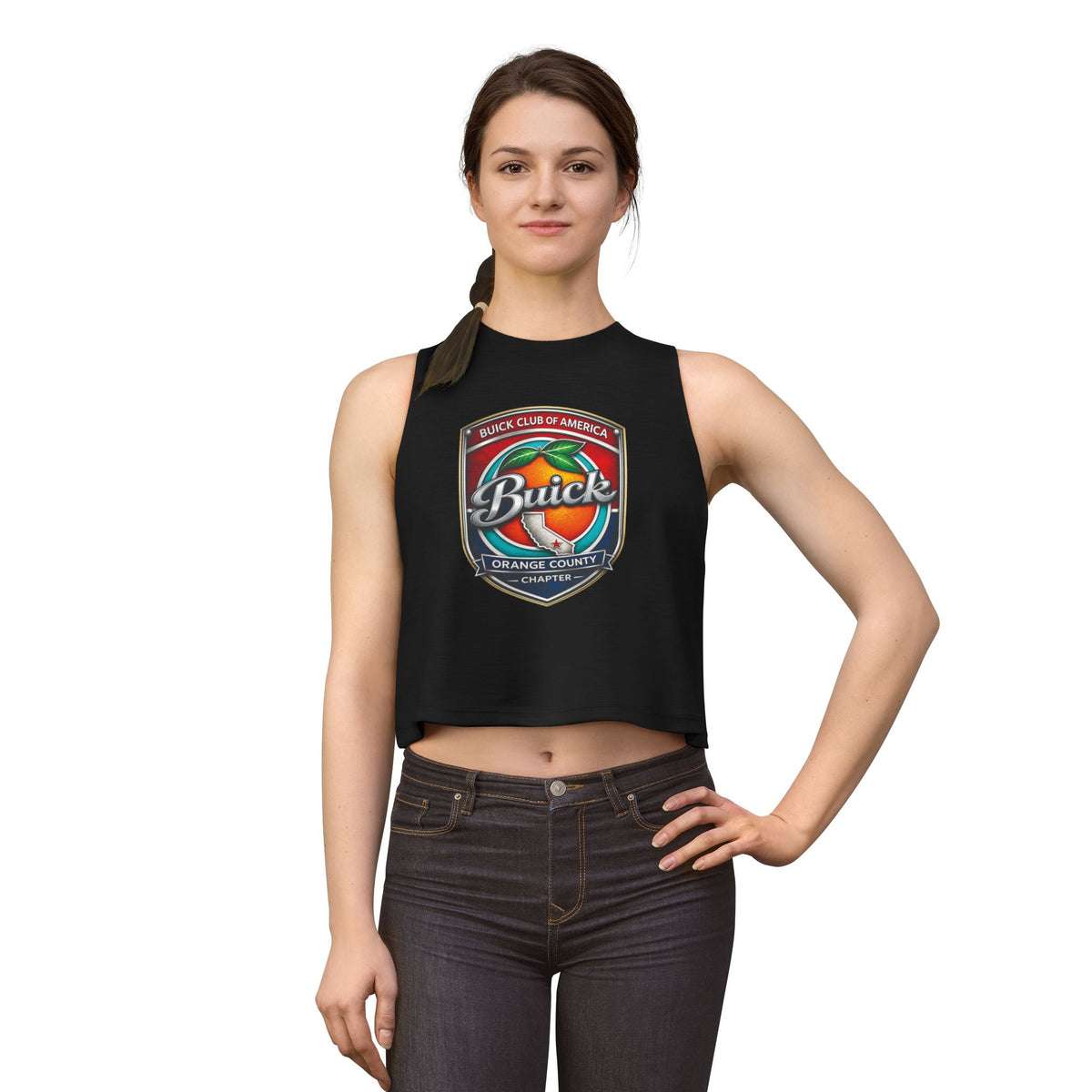 Buick Club Orange County Crop Top – Vintage Car Logo Tank for Enthusiasts