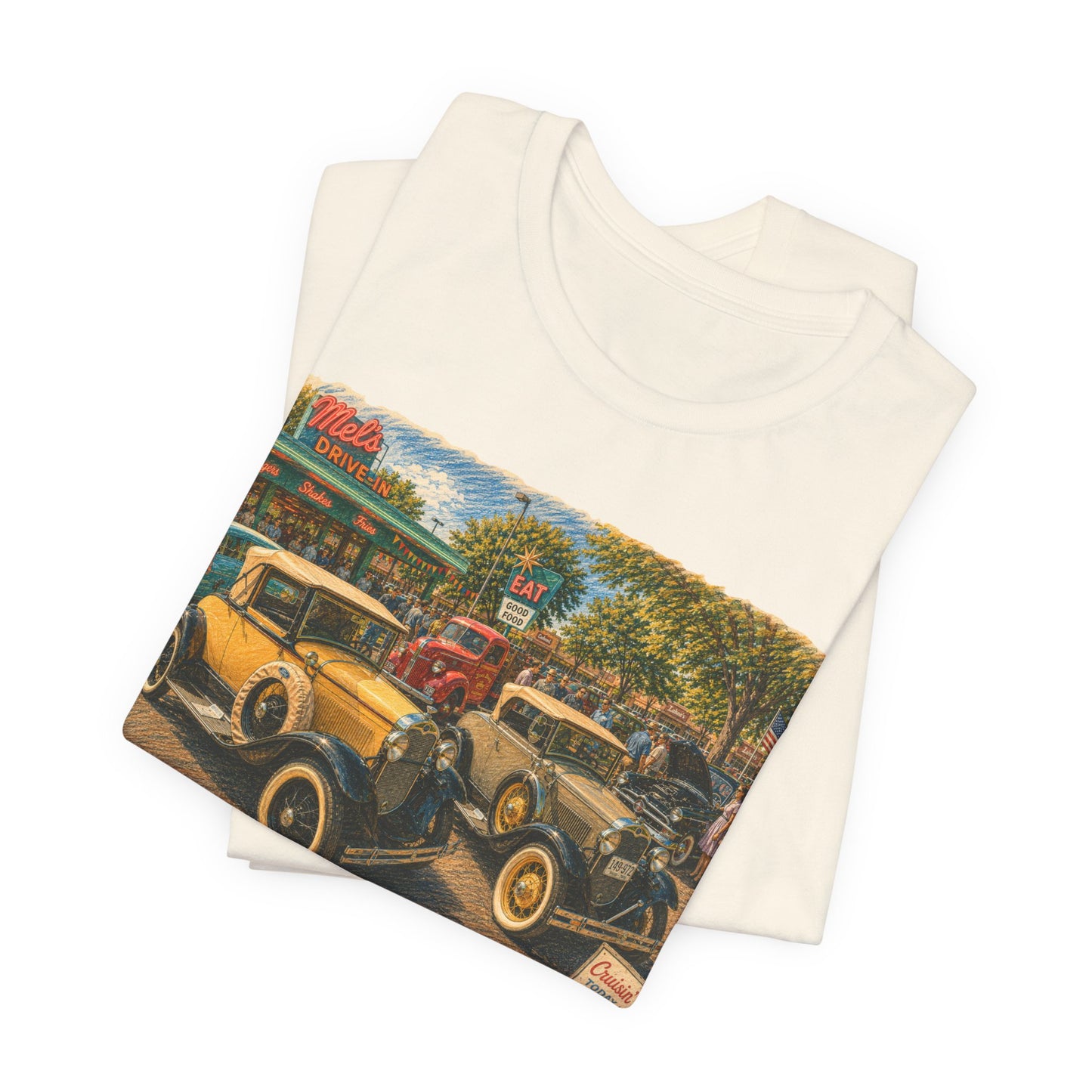 Mel's Drive-In Car Show T-Shirt — Unisex Jersey Short Sleeve Tee