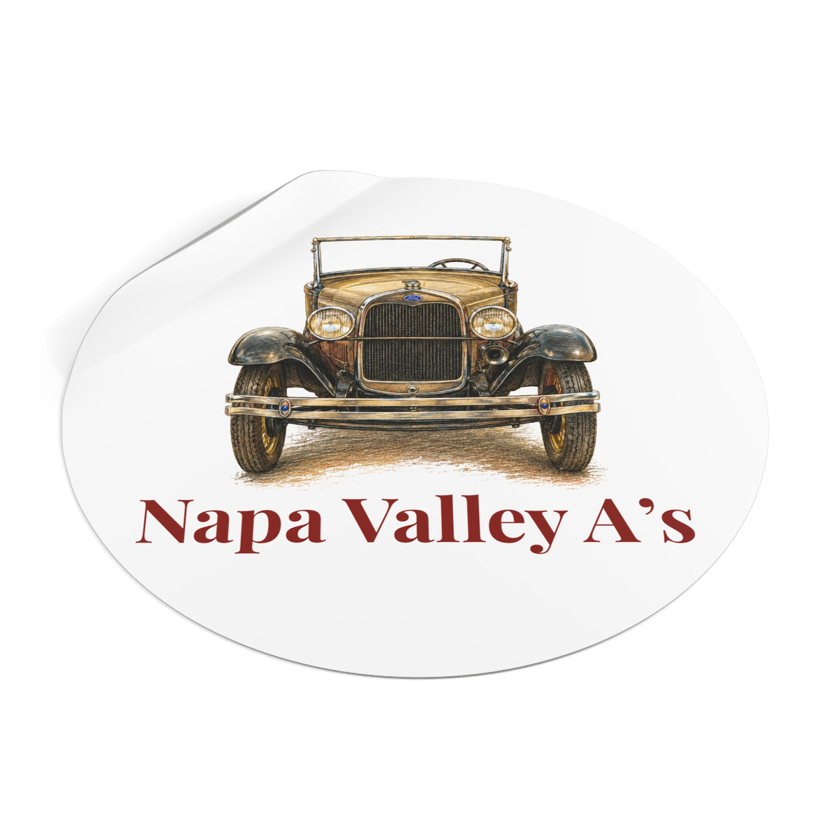 Napa Valley A's Round Vinyl Sticker — Great for Windshields!