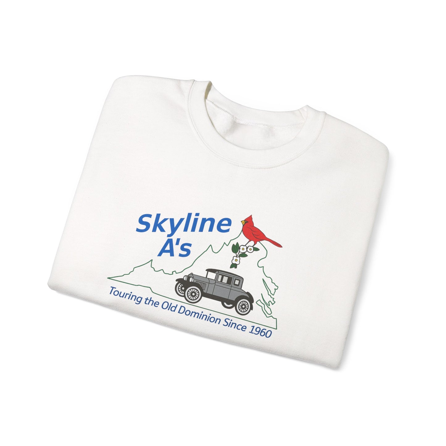 Skyline A's Crewneck Sweatshirt – Vintage Roadtrip Cardinal Tour Design