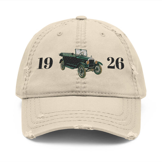 1926 Model T Ford Touring with the top-down Embroidered Dad Hat — Distressed Classic Baseball Cap