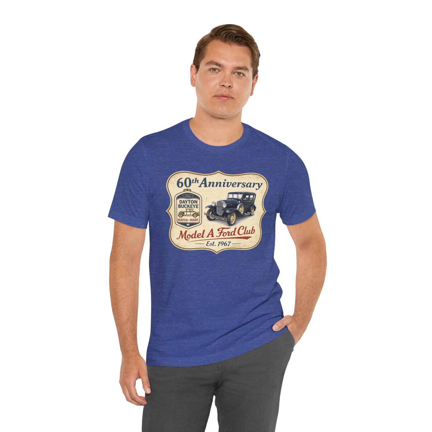 Dayton Buckeye Model A Ford Club 60th Anniversary Tee (LTG) - Unisex Jersey Short Sleeve Tee