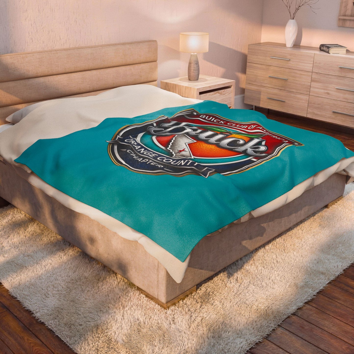 Buick Orange County Chapter Velveteen Plush Blanket – Buick Club of America Logo Throw