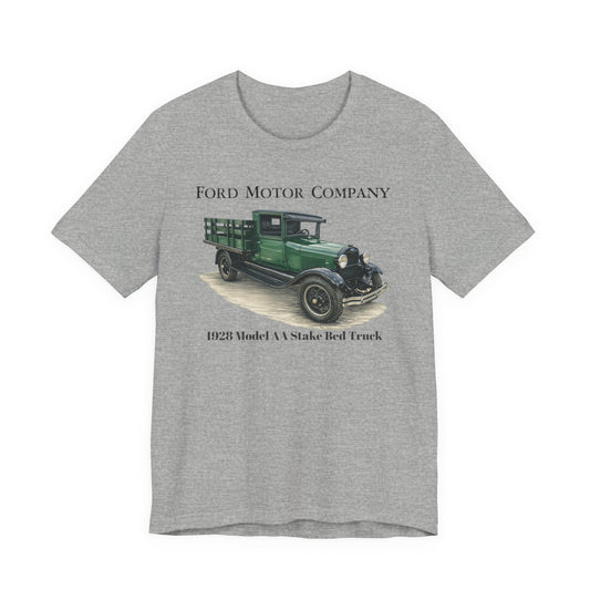 1928 Ford Model AA Stake Bed Truck T-Shirt —  Unisex Jersey Short Sleeve Tee