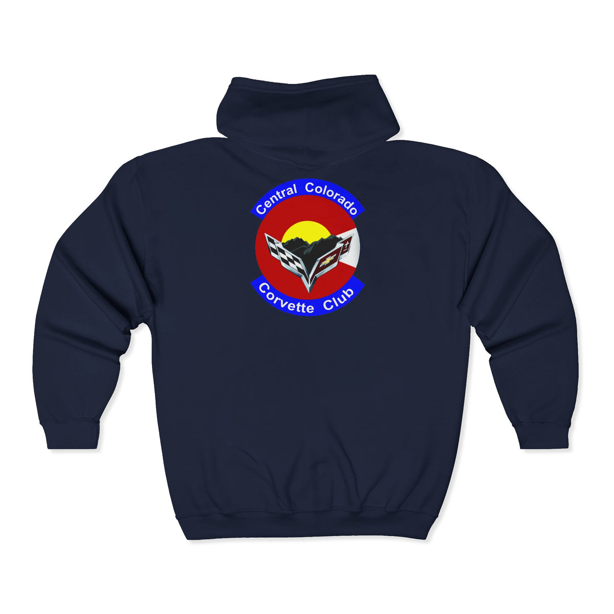 Central Colorado Corvette Club Zip Hoodie — Screen Printed Front and Back Logos