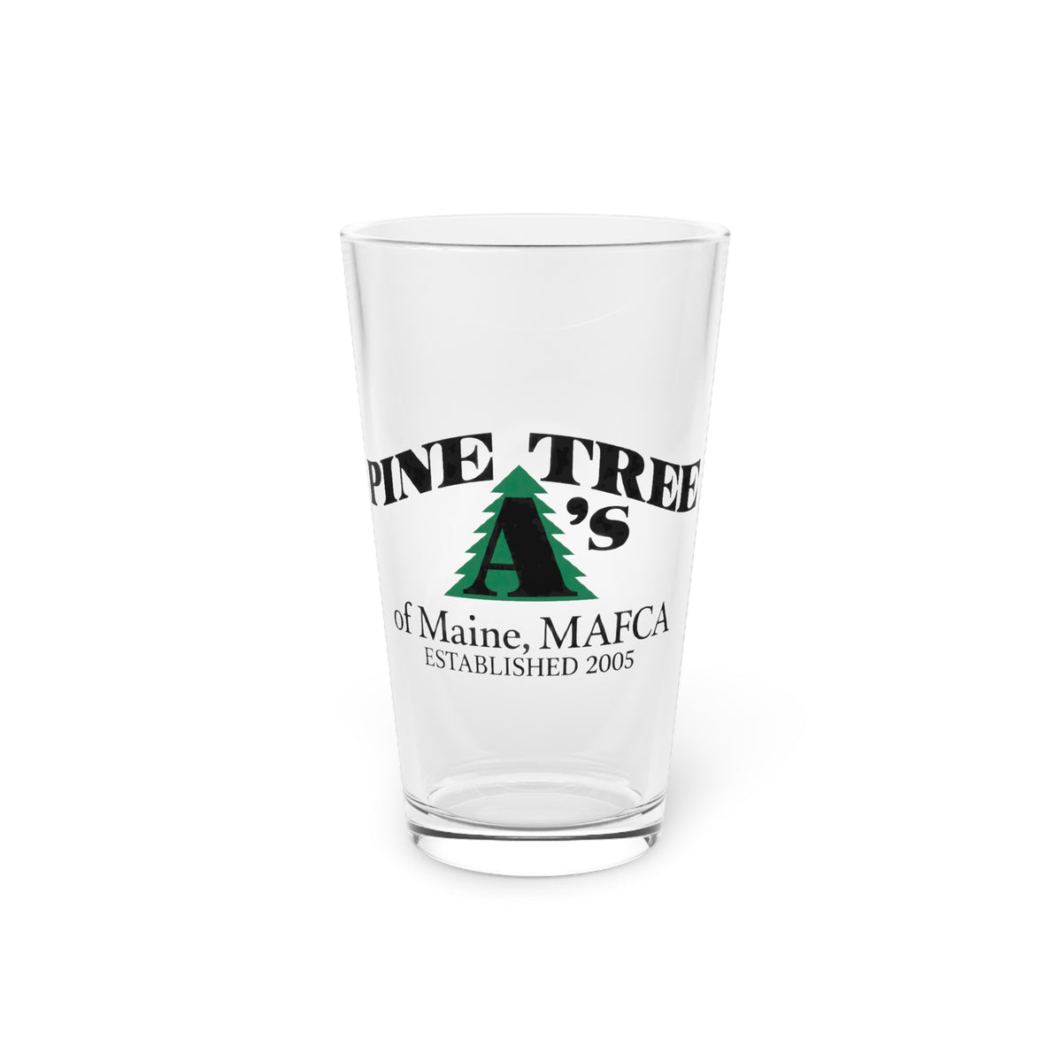 Pine Tree A's of Maine, MAFCA Pint Glass — Pine Tree A's Logo 16oz Glass