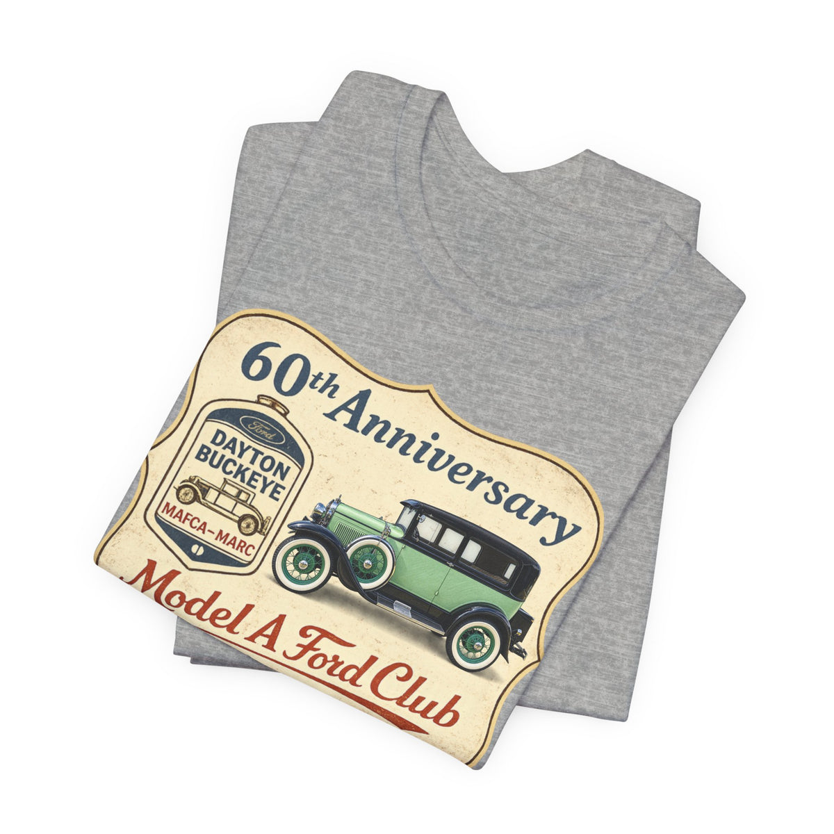 Dayton Buckeye Model A Ford Club 60th Anniversary Tee (1930 Tudor) - Unisex Soft Short Sleeve Tee