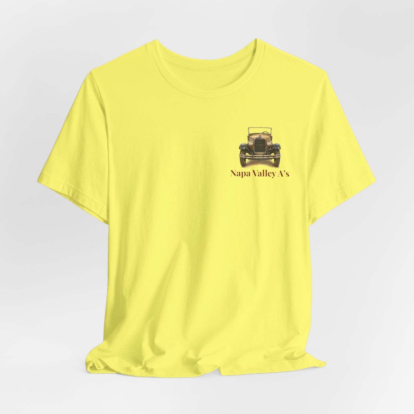 Napa Valley Vintage Car T-Shirt — Small Front Logo and Large Back Logo