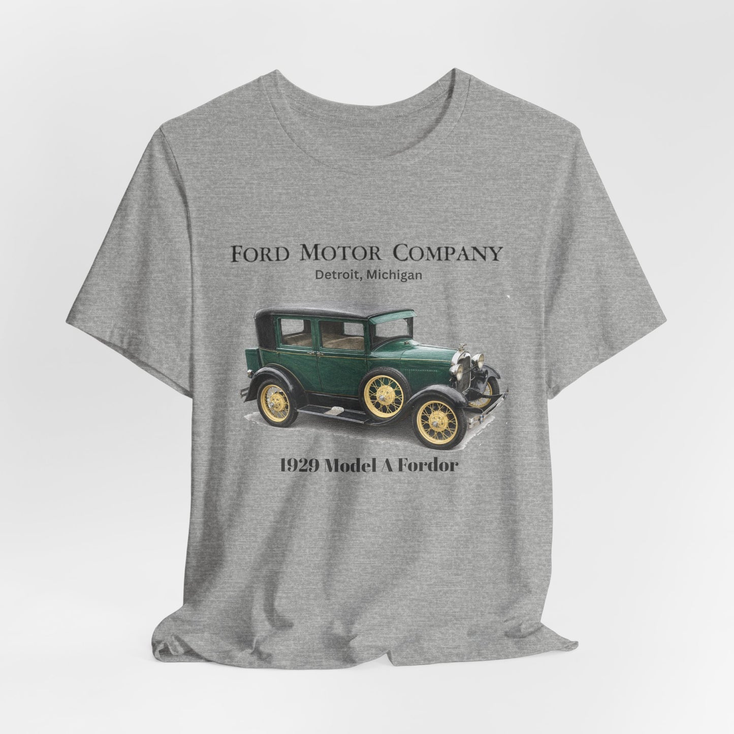 1929 Ford Model A Fordor Tee – Ford Motor Company Retro Car Shirt (French Lick)