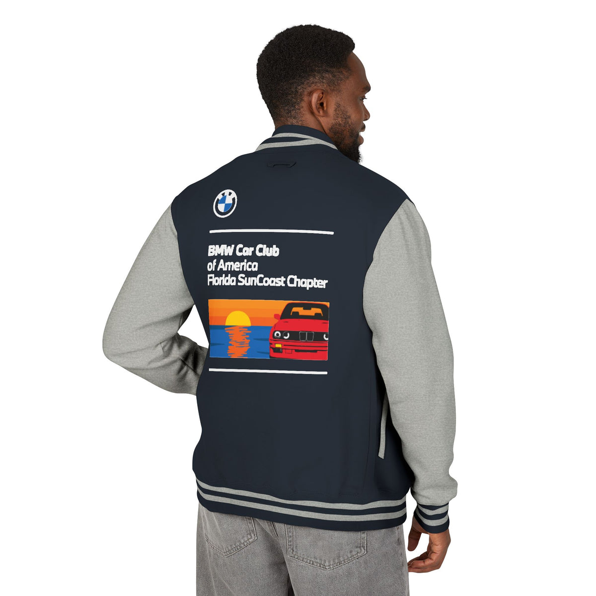 BMW Car Club of America Florida SunCoast Chapter Letterman Jacket - Front and Back Logos