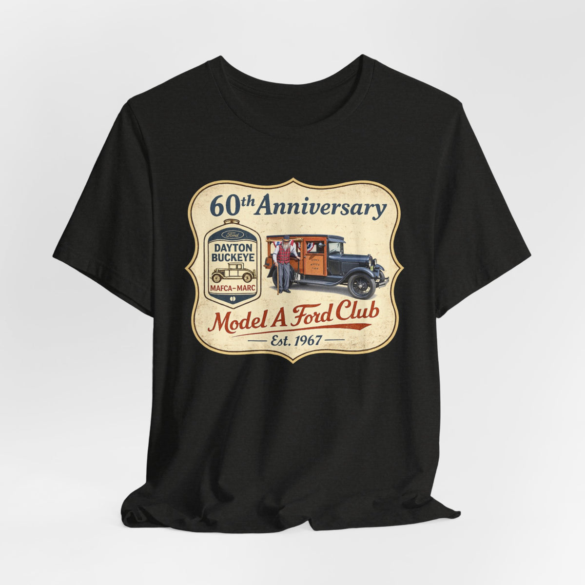 Dayton Buckeye Model A Ford Club 60th Anniversary Tee (Piney Wood Farm) - Unisex Soft Short Sleeve Tee