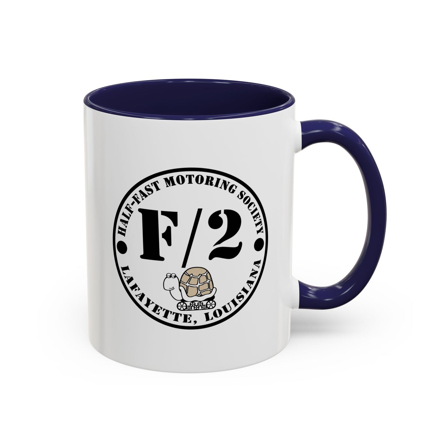F/2 Half-Fast Motoring Society Accent Coffee Mug — Lafayette, Louisiana Emblem (11/15oz)