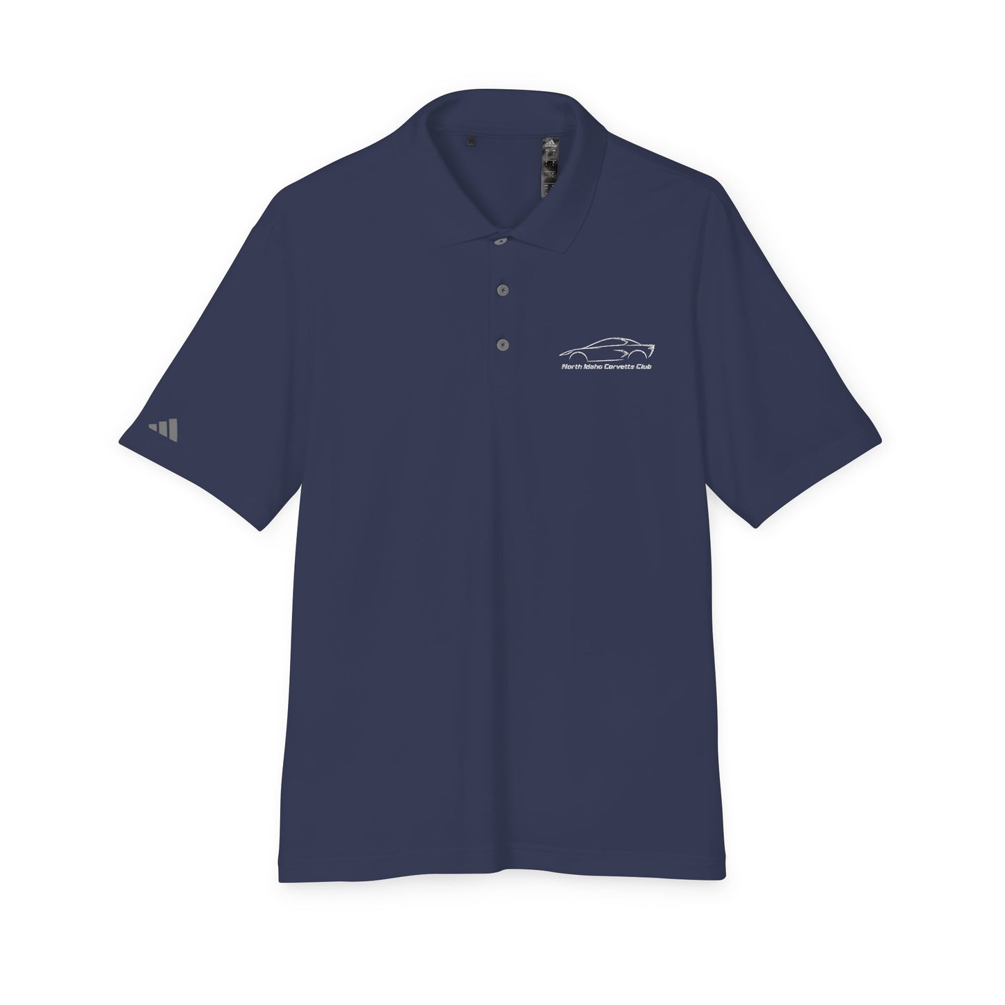 North Idaho Corvette Club White Embroidered Polo — adidas Unisex Performance Polo