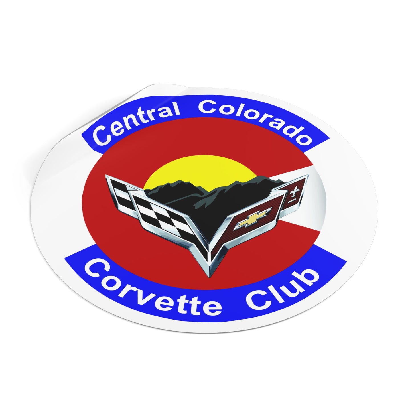 Central Colorado Corvette Club Round Vinyl Sticker — Car Club Emblem