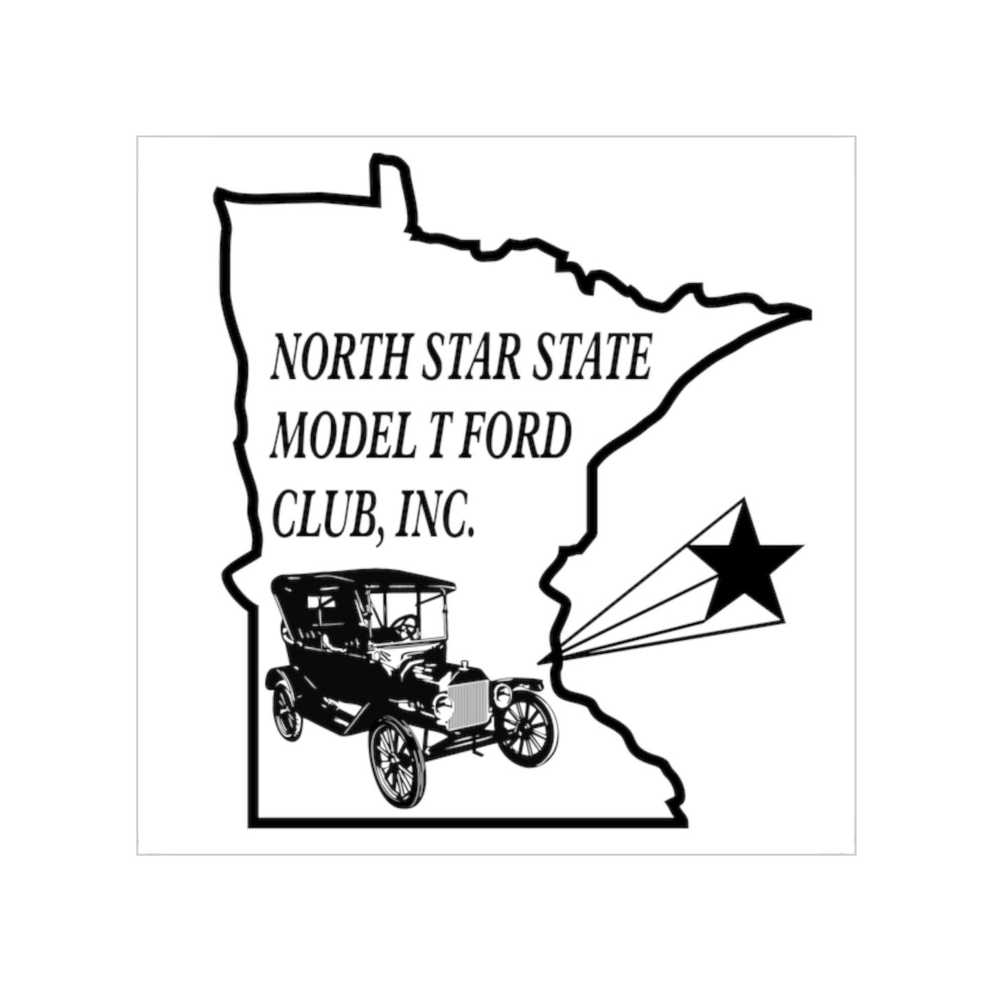 North Star State Model T Ford Club, Inc. Transparent Outdoor Stickers, Square, 1pc