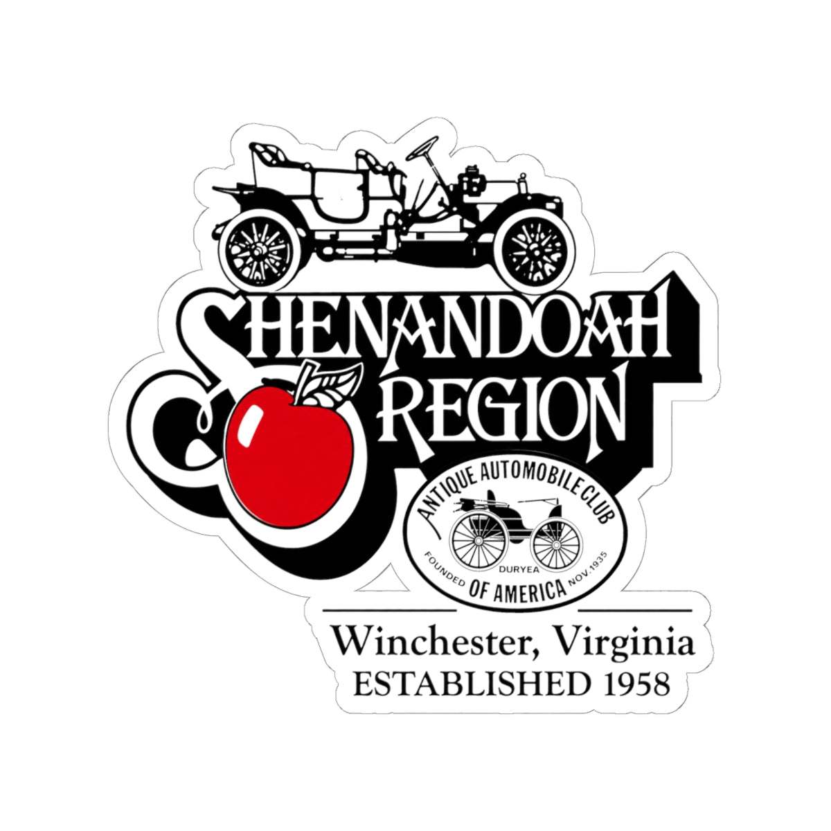 Shenandoah Region AACA Kiss-Cut Sticker — Winchester, Virginia (Established 1958)