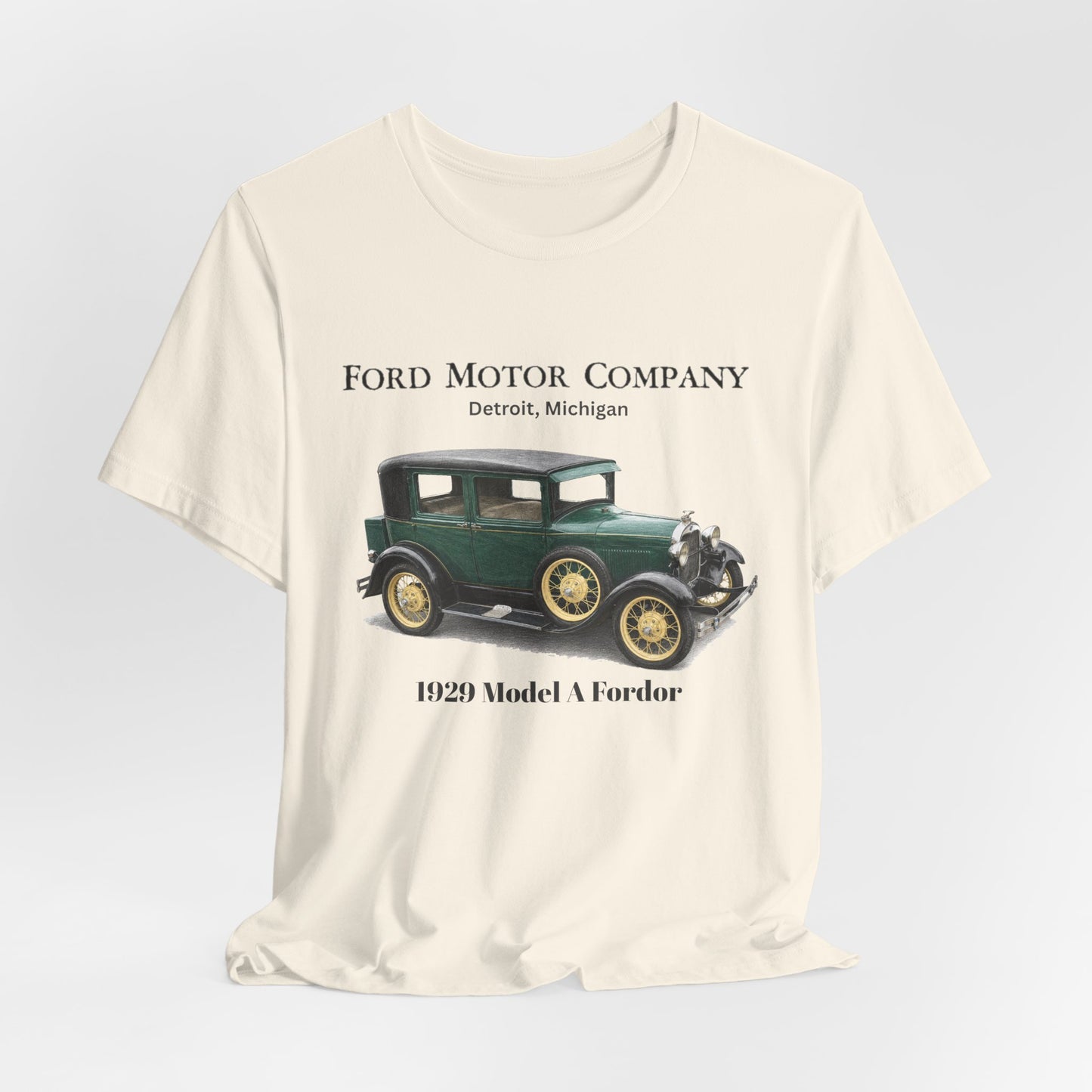 1929 Ford Model A Fordor Tee – Ford Motor Company Retro Car Shirt (French Lick)