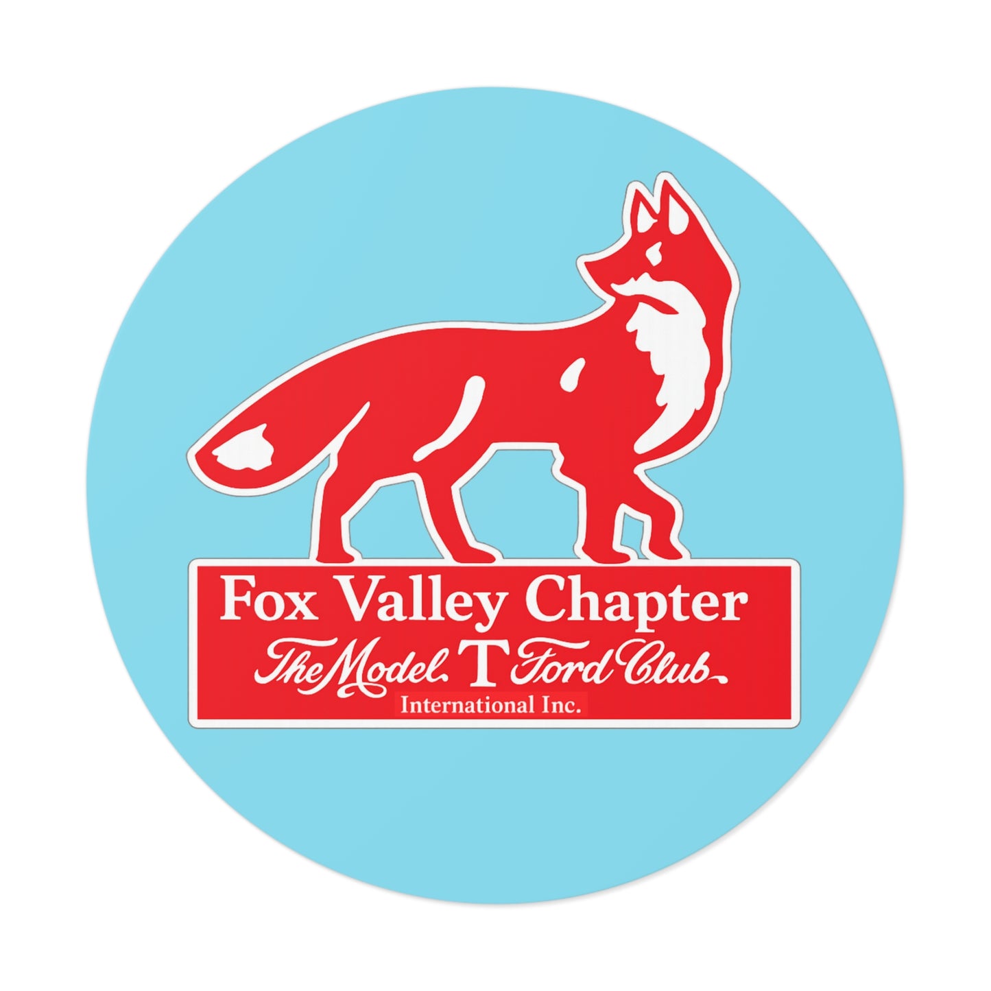 Fox Valley Chapter Model T Ford Club Round Vinyl Sticker — The Model T Ford Club Logo