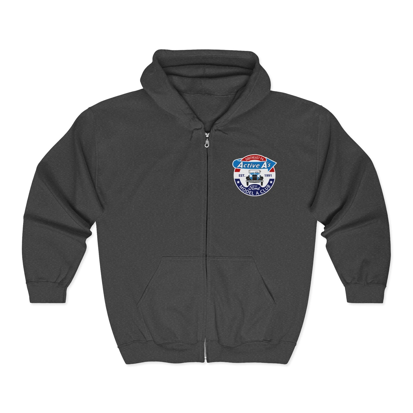 Active A's Ford Model A Club Zip Hoodie (Printed front and back logo)