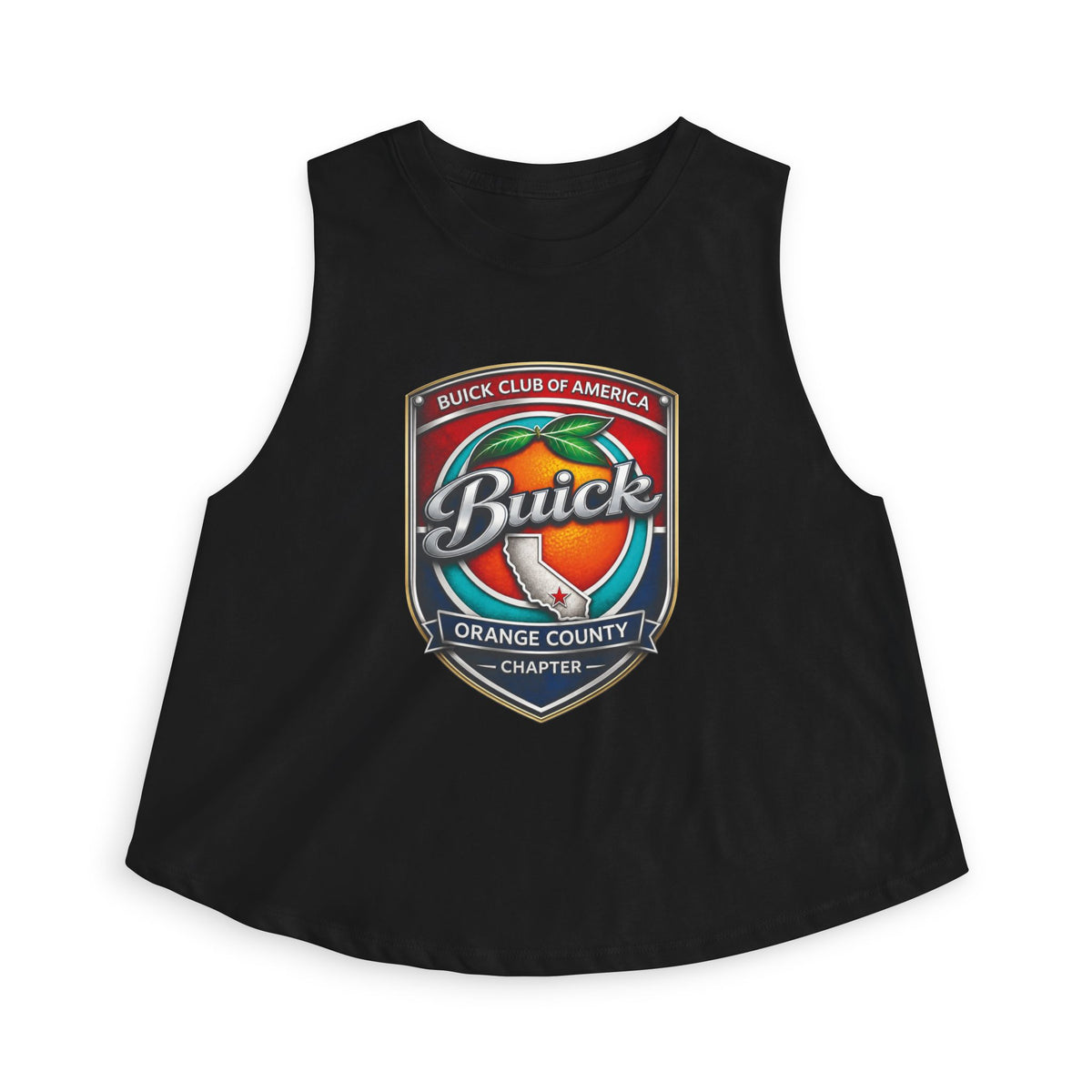 Buick Club Orange County Crop Top – Vintage Car Logo Tank for Enthusiasts